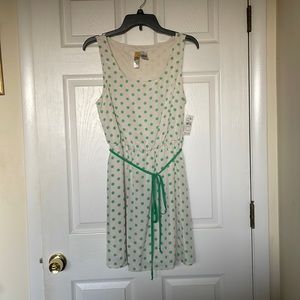 Mimi Chica dress with green dots and green belt size medium